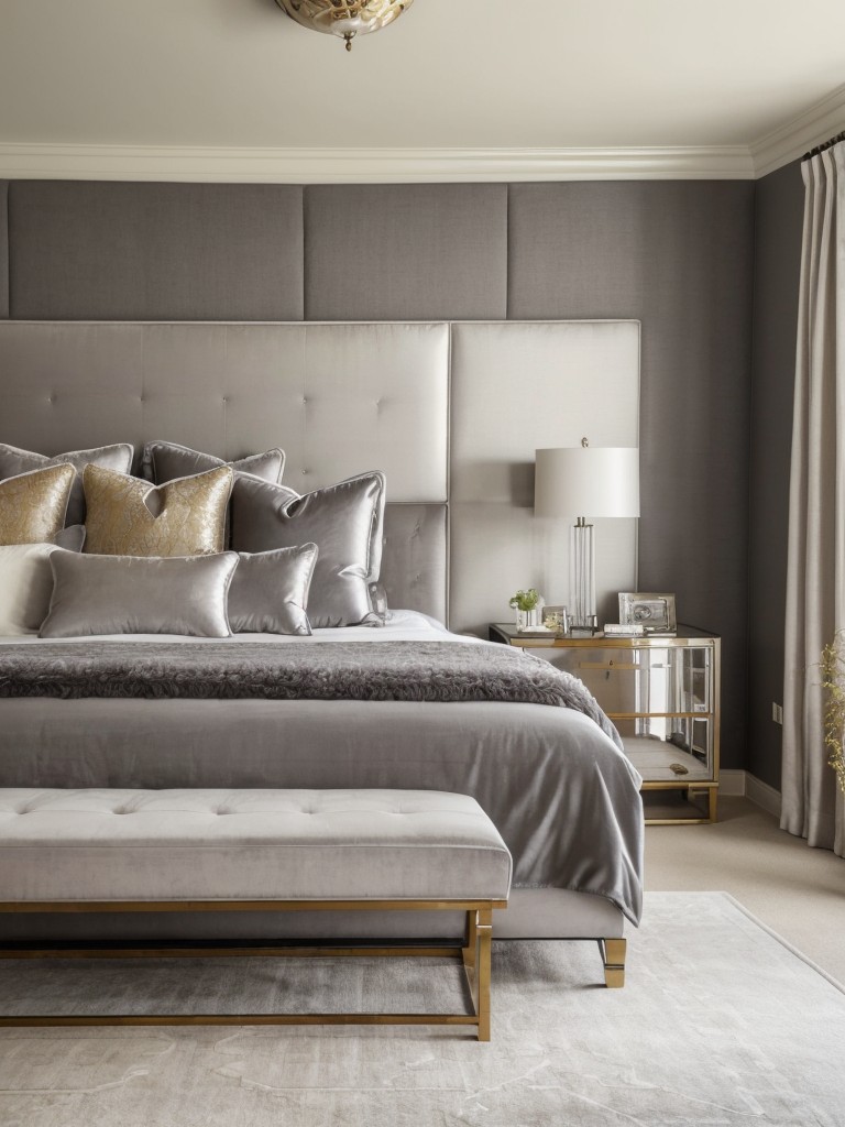 Luxe Gray Bedroom: Stylish Deco for a Regal Apartment