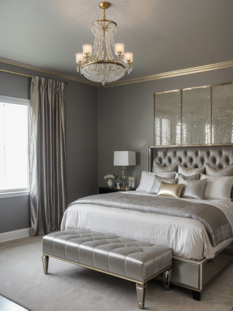 Luxurious Gray Bedroom: Add Glam with Metallic Accents!