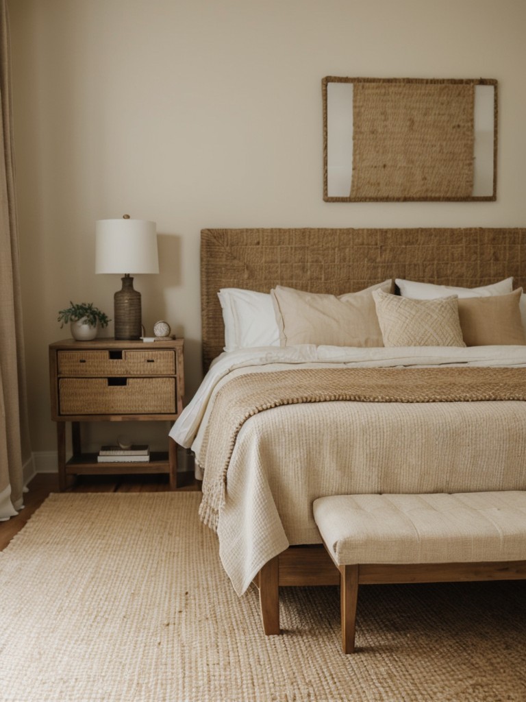 Beautiful Beige Bedroom with Natural Textures! Create a grounding and stylish look.