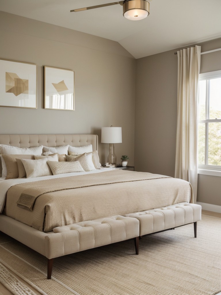 Stunning Beige Bedroom with Modern Geometric Rugs