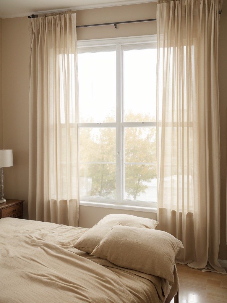 Create a Tranquil Vibe with Beige Sheer Curtains for Your Bedroom