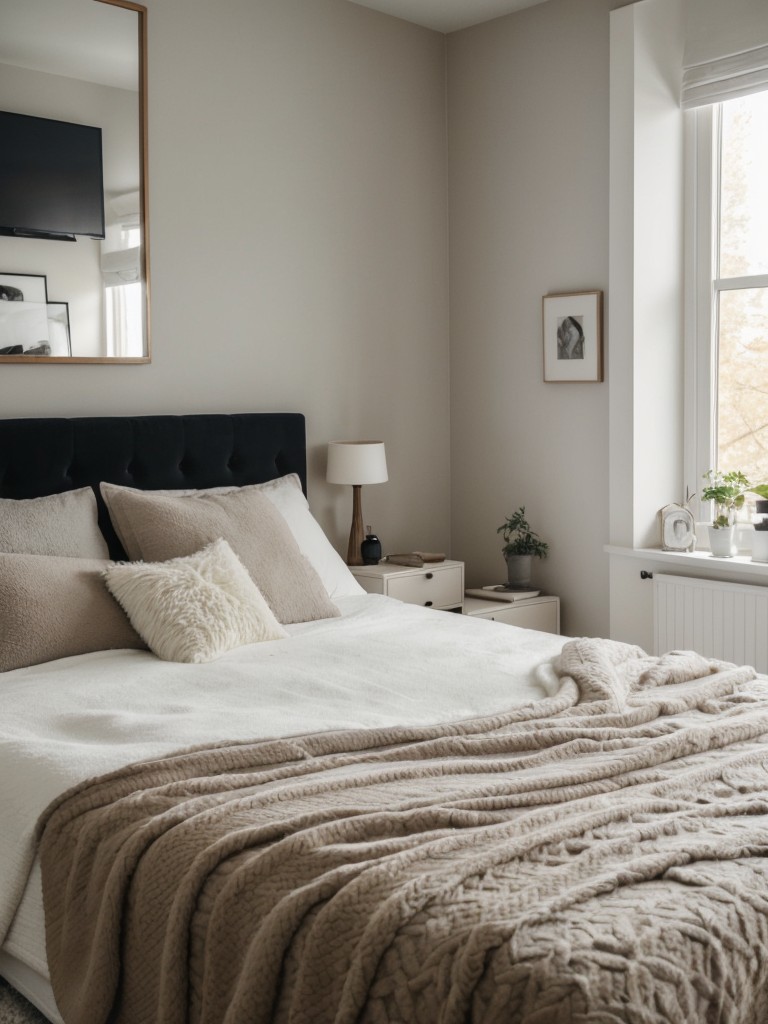 Cozy Scandinavian Bedroom Decor: Warmth & Texture with Sheepskin & Knits!