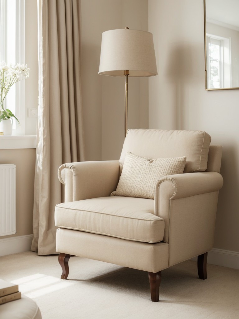 Cozy up your apartment with a chic beige reading nook!