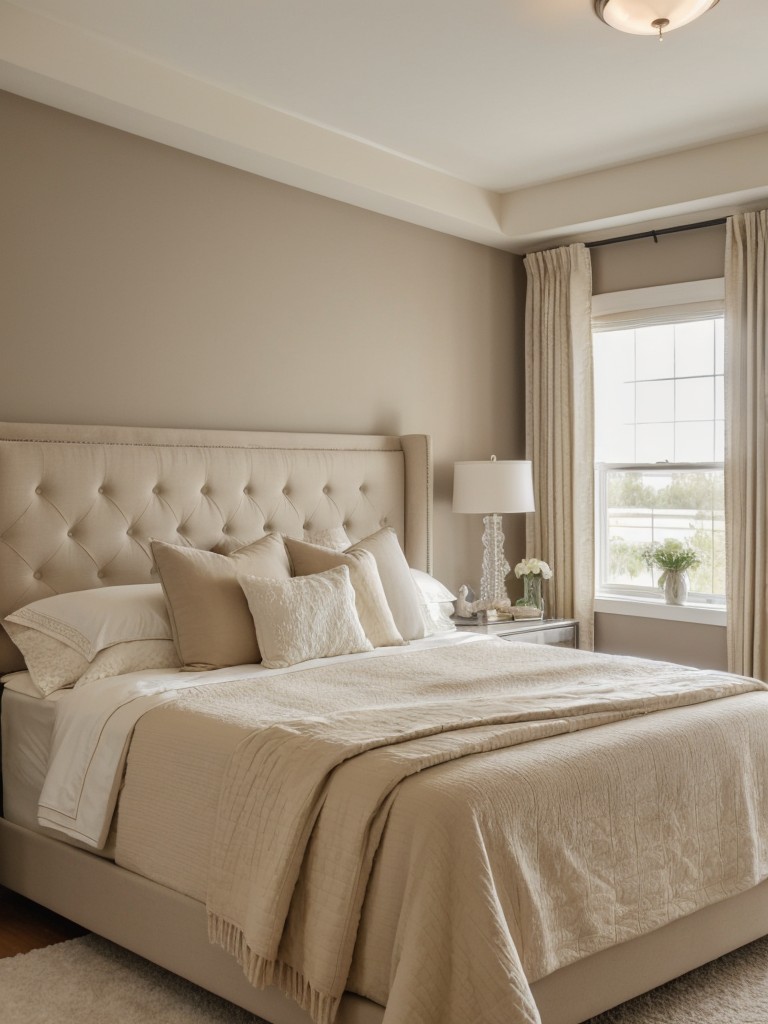 Luxury and Refinement: Beige Bedroom with Tufted Headboard