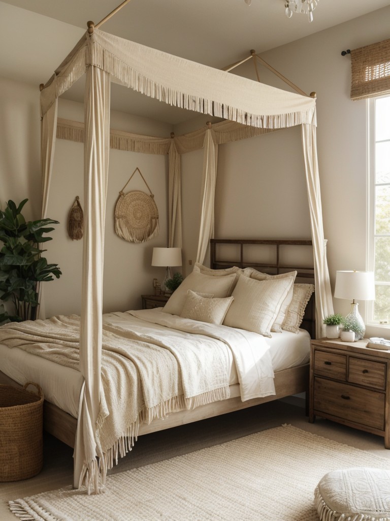 Transform Your Apartment into a Boho Oasis with Beige Decor and Canopy Vibes!