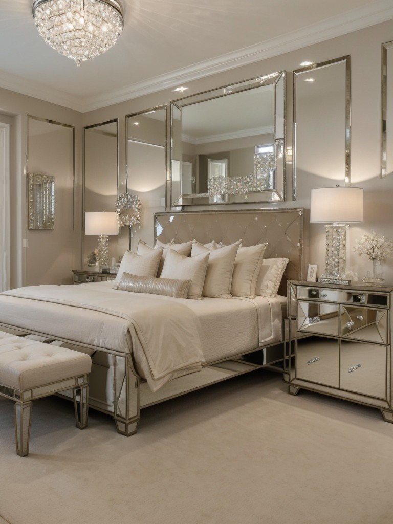 Bring Glamour to Your Bedroom with Mirrored Furniture and Crystal Decor