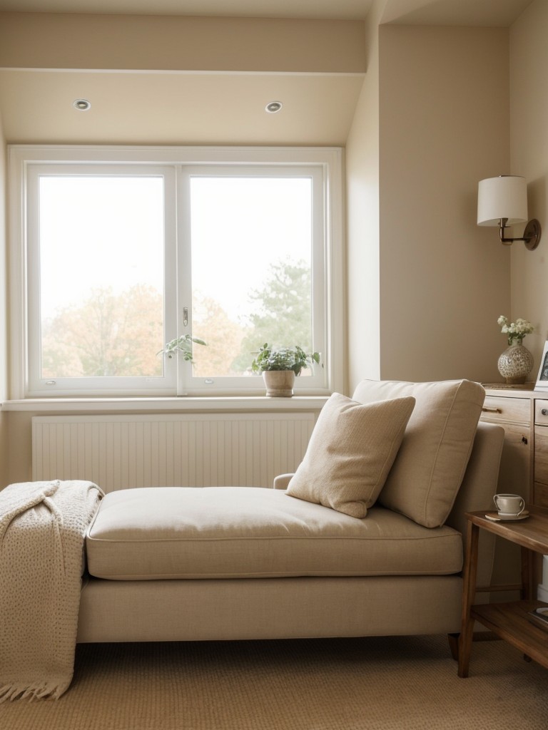 Calm and Cozy Beige Bedroom with Inviting Seating Area