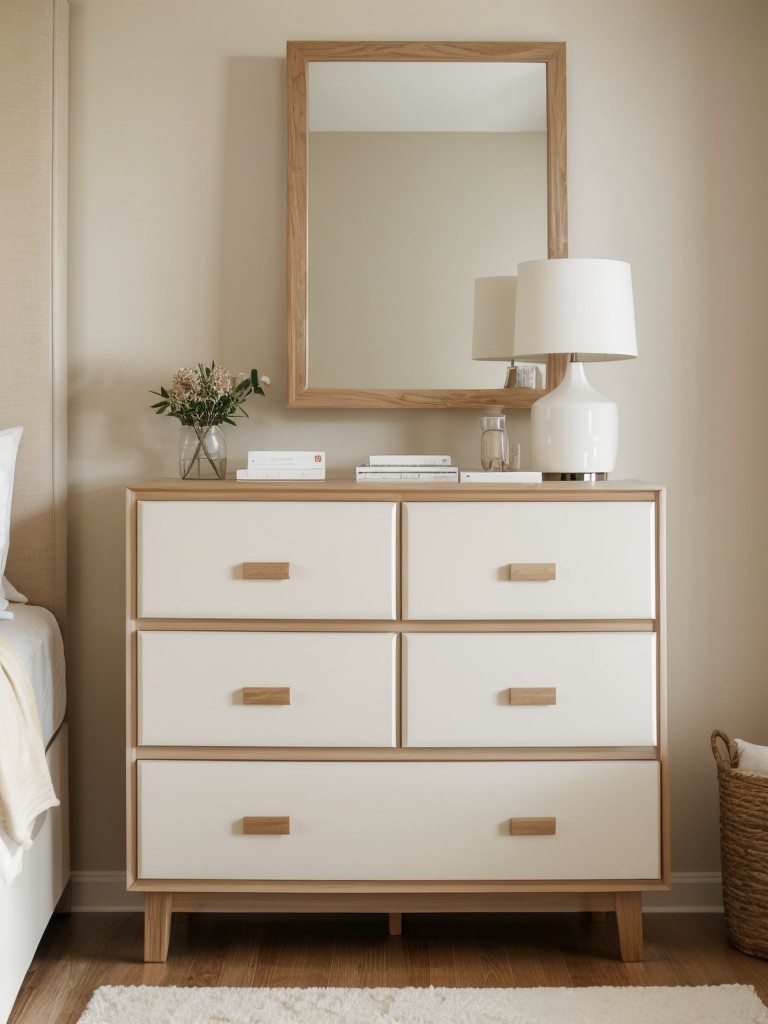 Cozy up Your Bedroom with Beige Decor and a Stylish Dresser