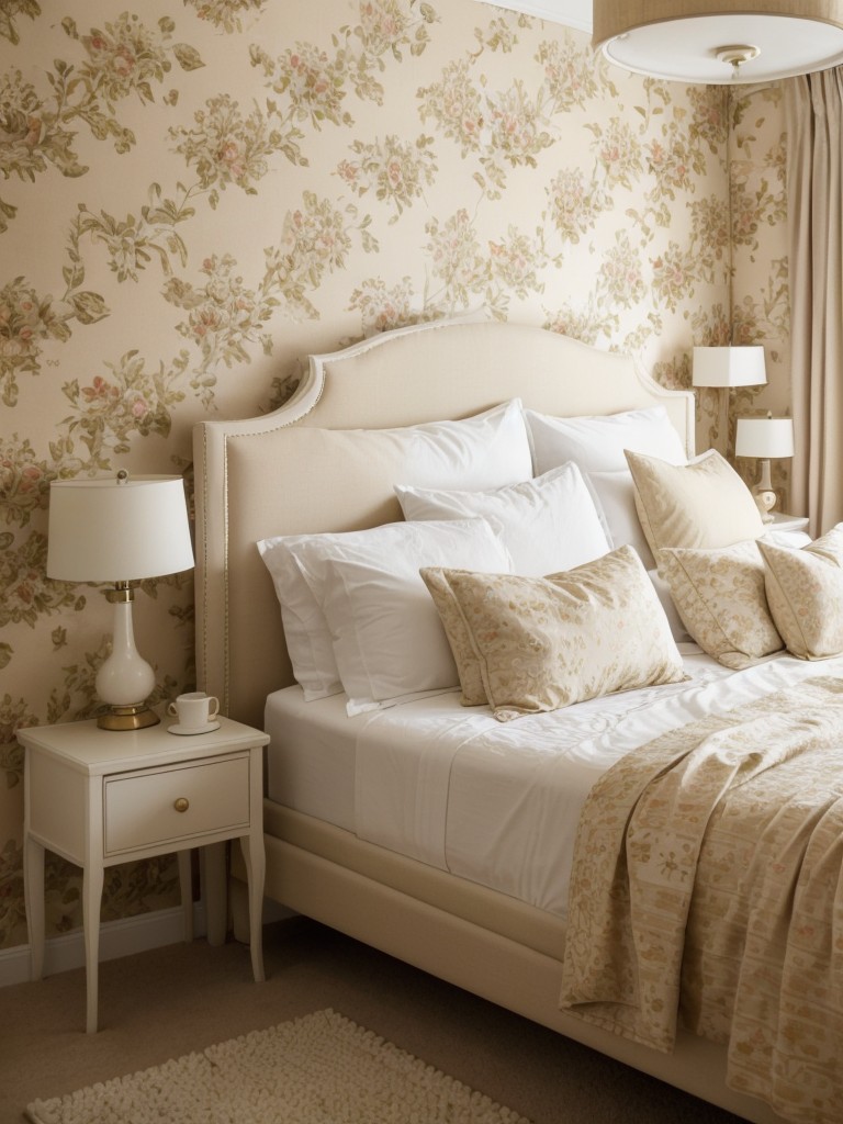 Cozy Up Your Bedroom with Beige Decor & Playful Wallpaper!