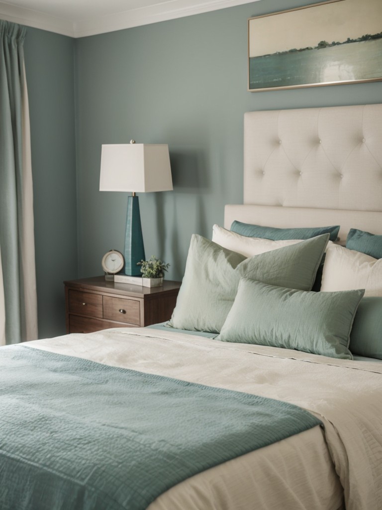 Cozy Up Your Bedroom with Beige Decor & Serene Blue-Green Vibes