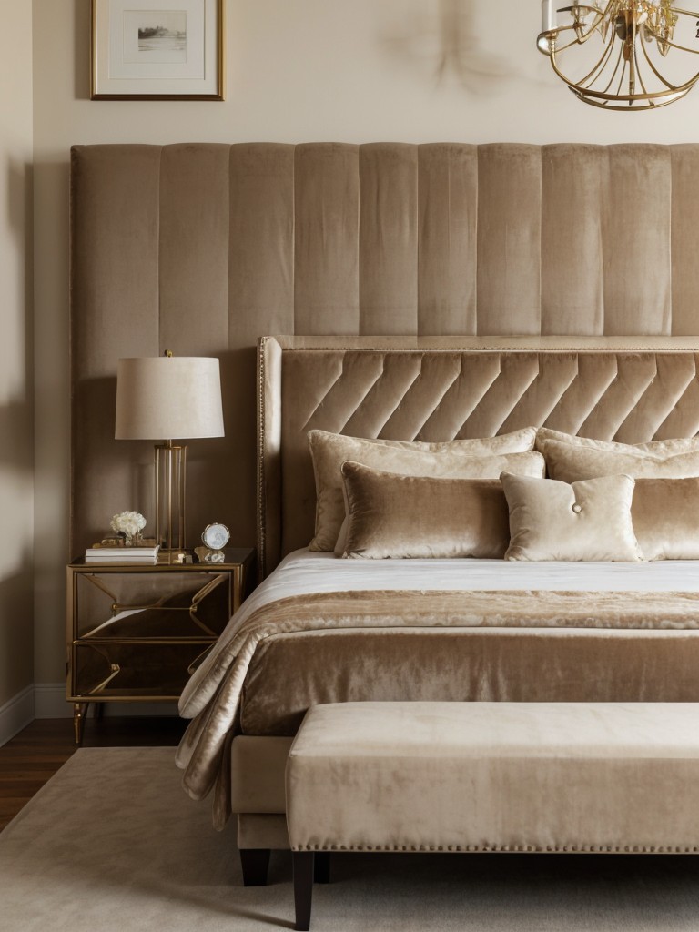 Luxurious Beige Bedroom Vibes: Velvet Accents for Elegance