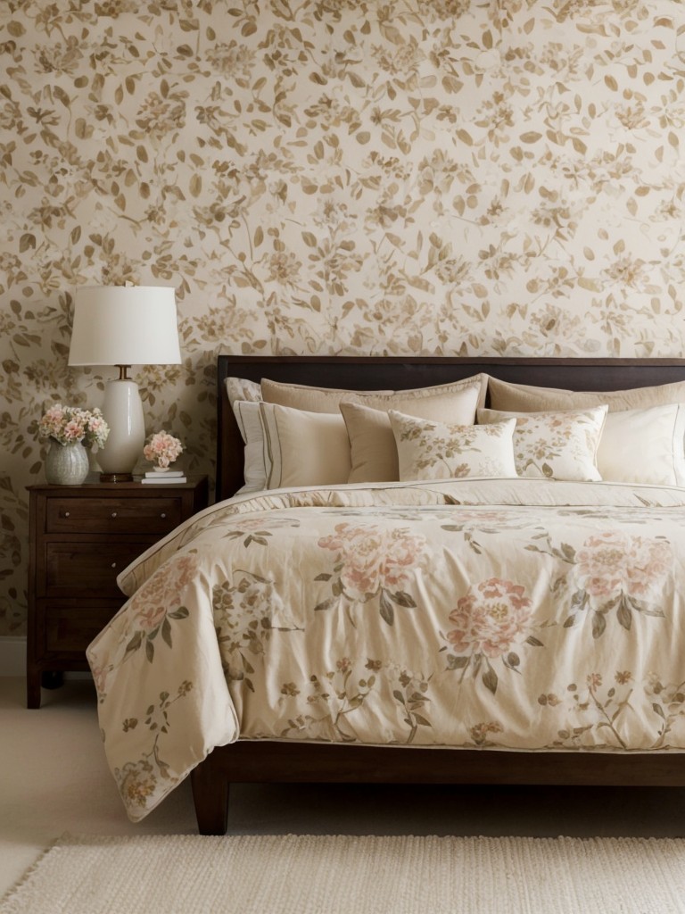 Boho Bliss: Beige Bedroom with Floral Vibes