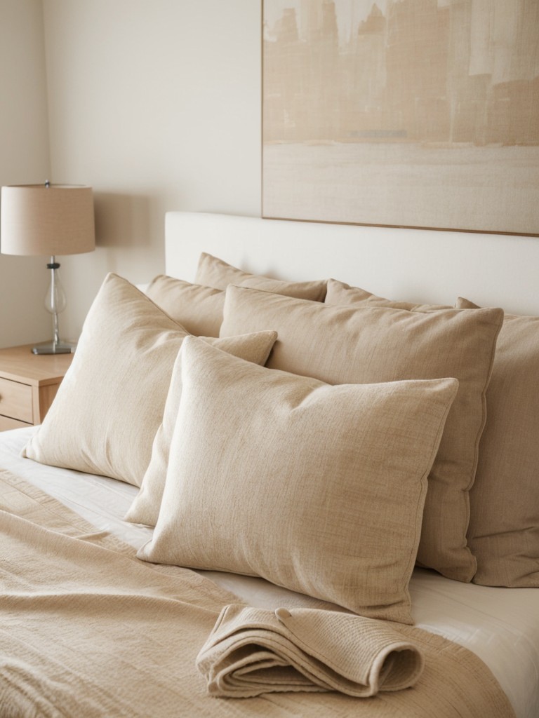 Elevate Your Apartment with Beige Bedroom Decor & Colorful Throw Pillows