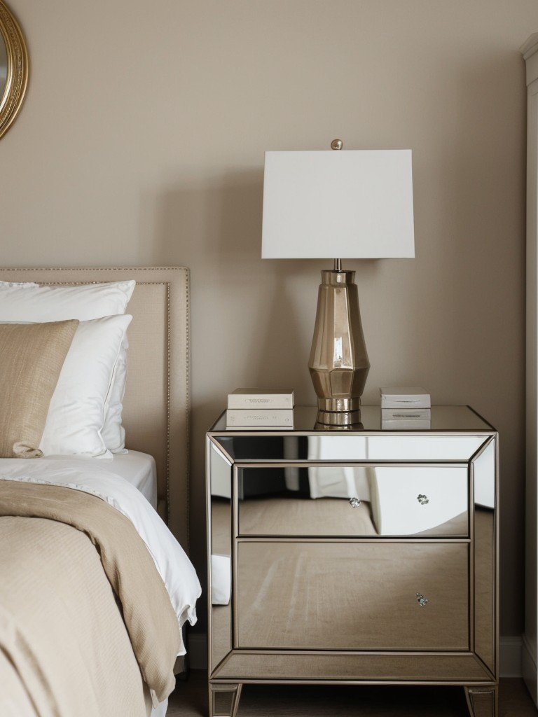 Chic Beige Bedroom: Simple Elegance with Metallic Accents