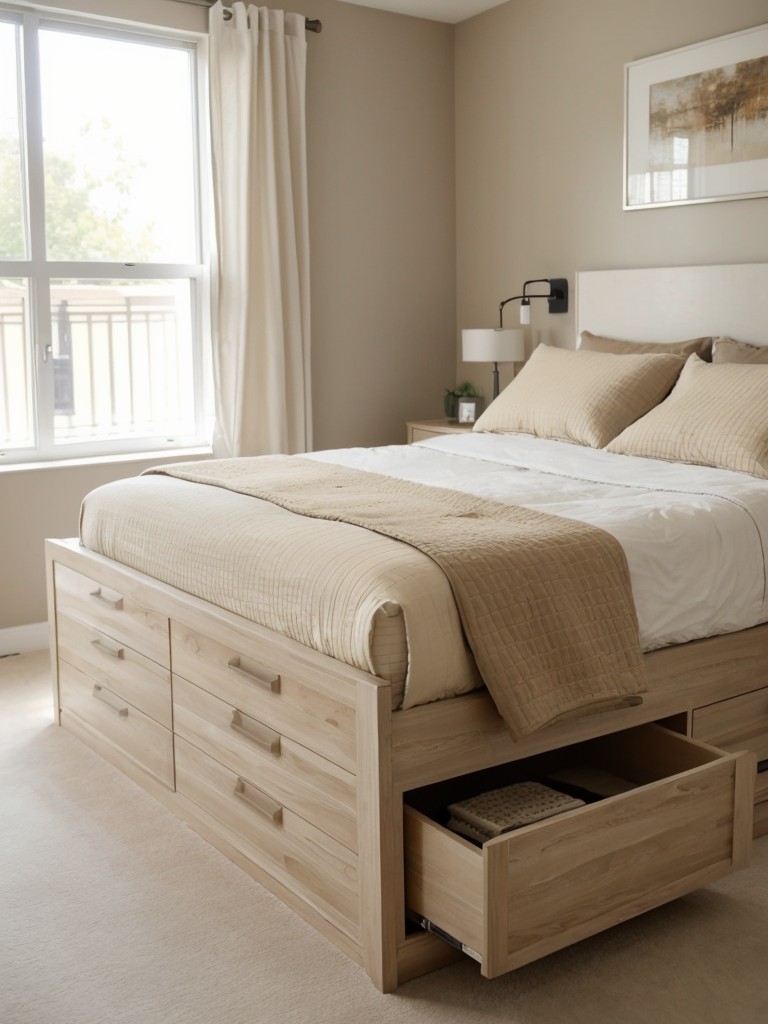 Beige Bedroom Bliss: Stylish Storage Solutions for Apartments