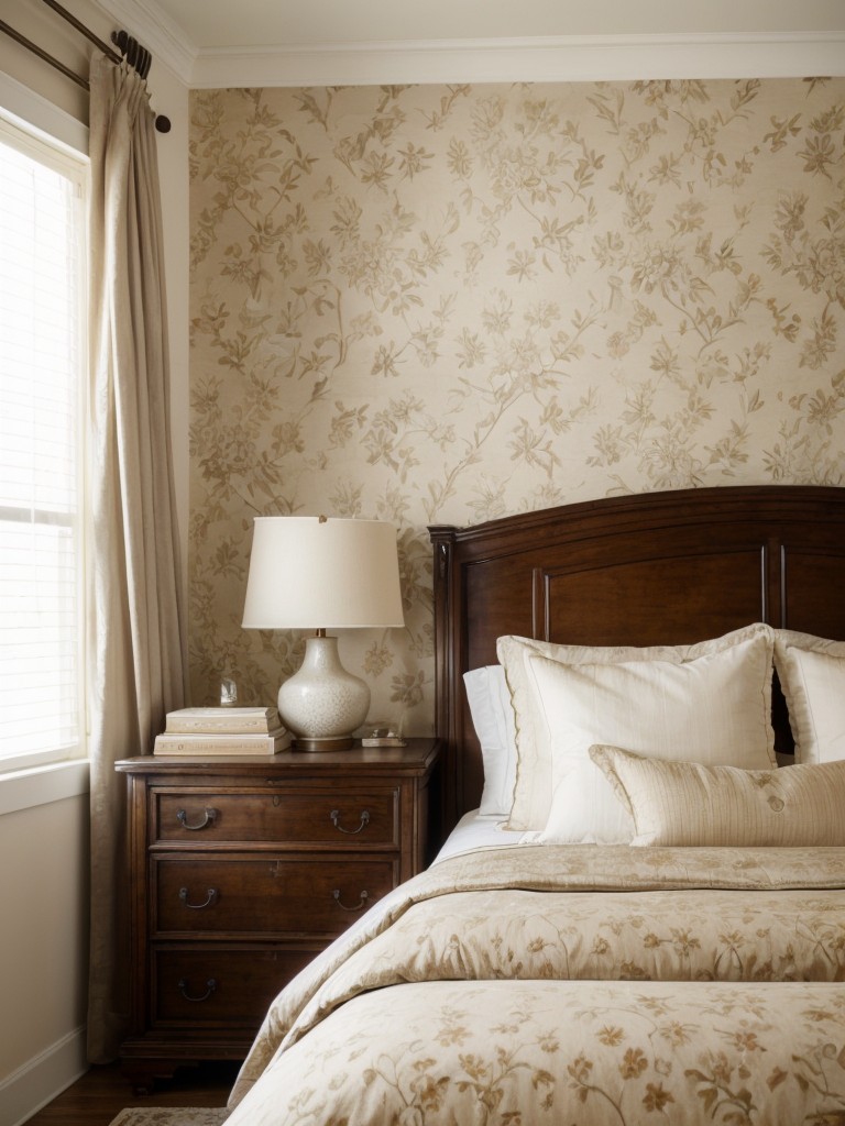 Vintage Charm for Your Bedroom: Antique Furniture and Retro Wallpaper!