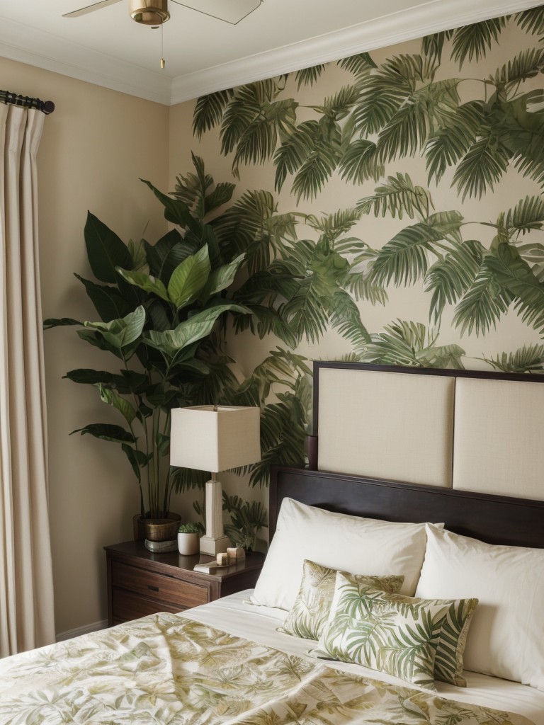 Beige Elegance: Elevate Your Bedroom with Exotic Tropical Vibes