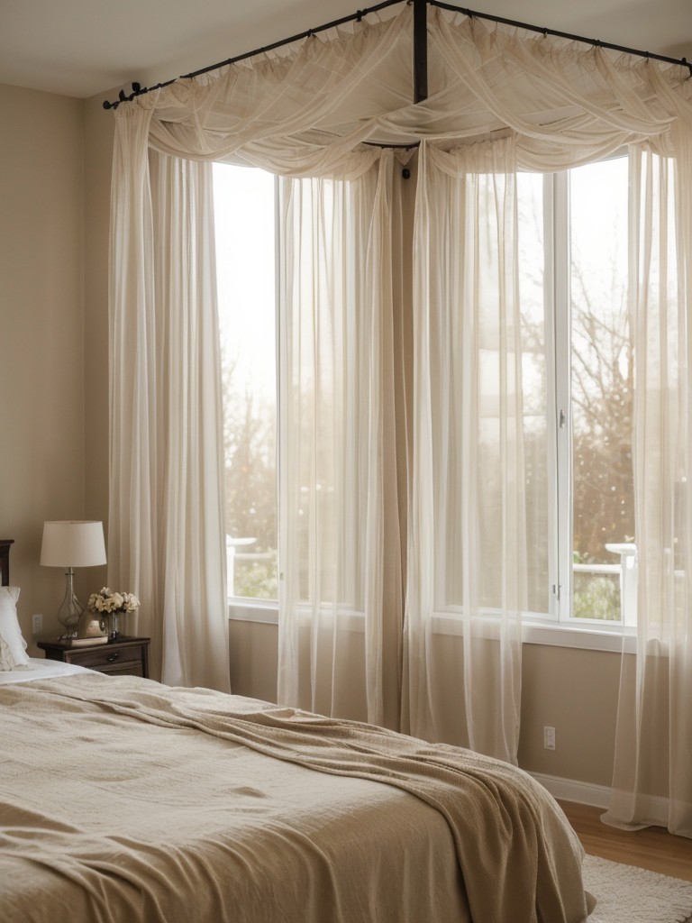 Chic Apartment Elegance: Transform Your Bedroom with Ethereal Curtains and Canopy