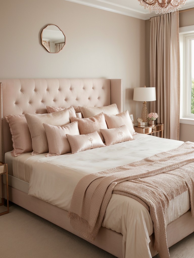 Romantic Beige Bedroom Decor with Blush Accents