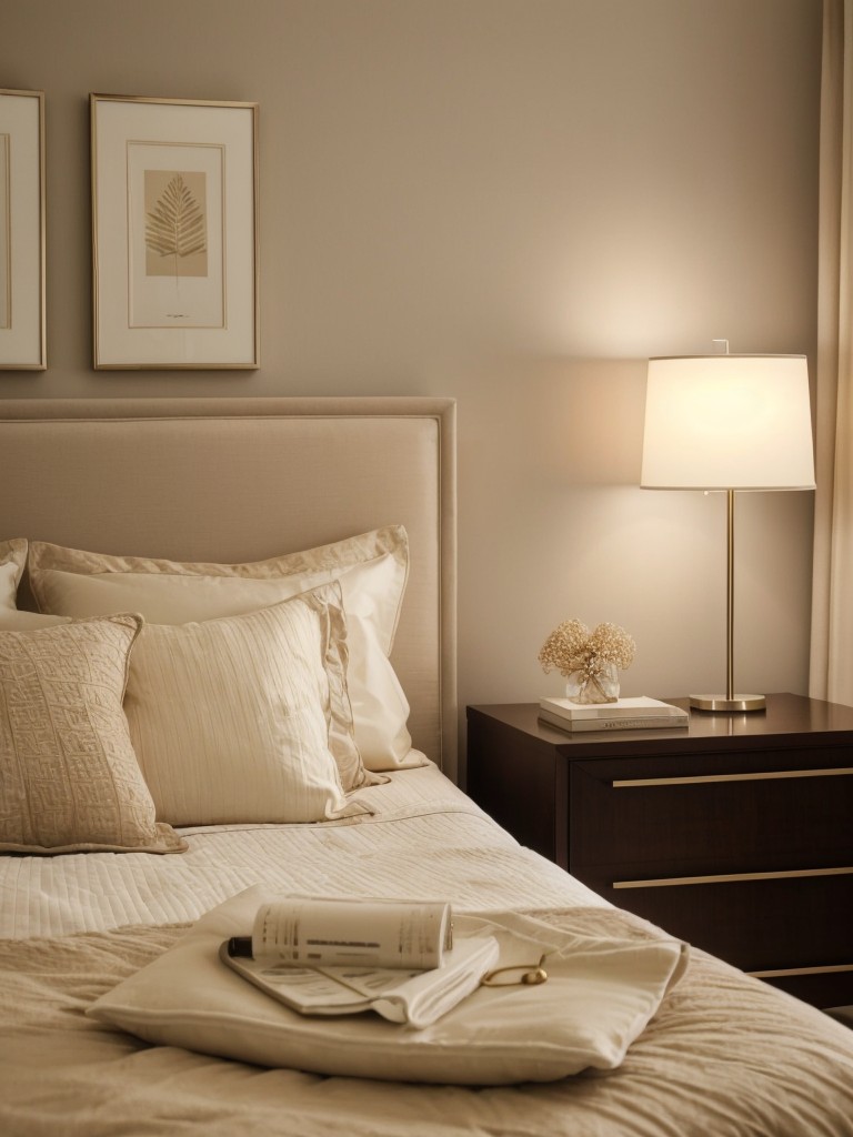 Cozy and Romantic: Beige Bedroom Decor Inspo. Dimmable lighting for the perfect ambiance