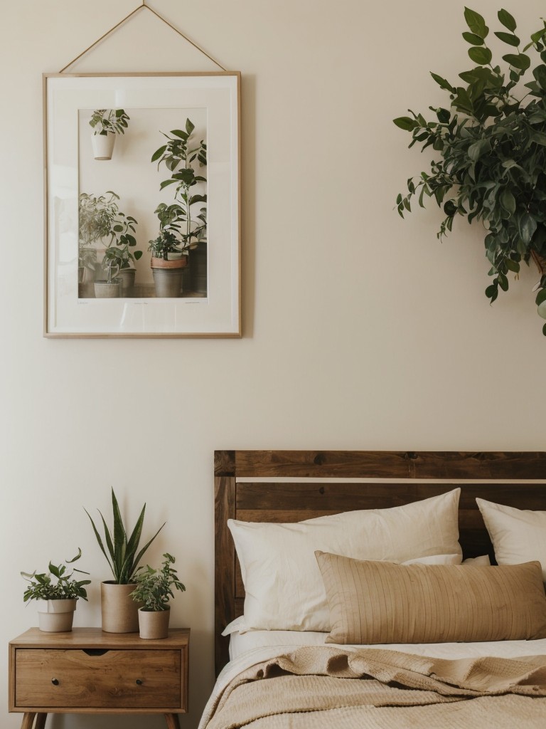 Serenity in Beige: Botanical Prints and Potted Plants for Your Bedroom