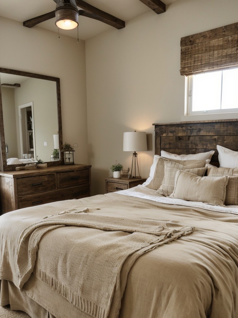 Farmhouse-Inspired Beige Bedroom: Classic Charm and Rustic Elegance!