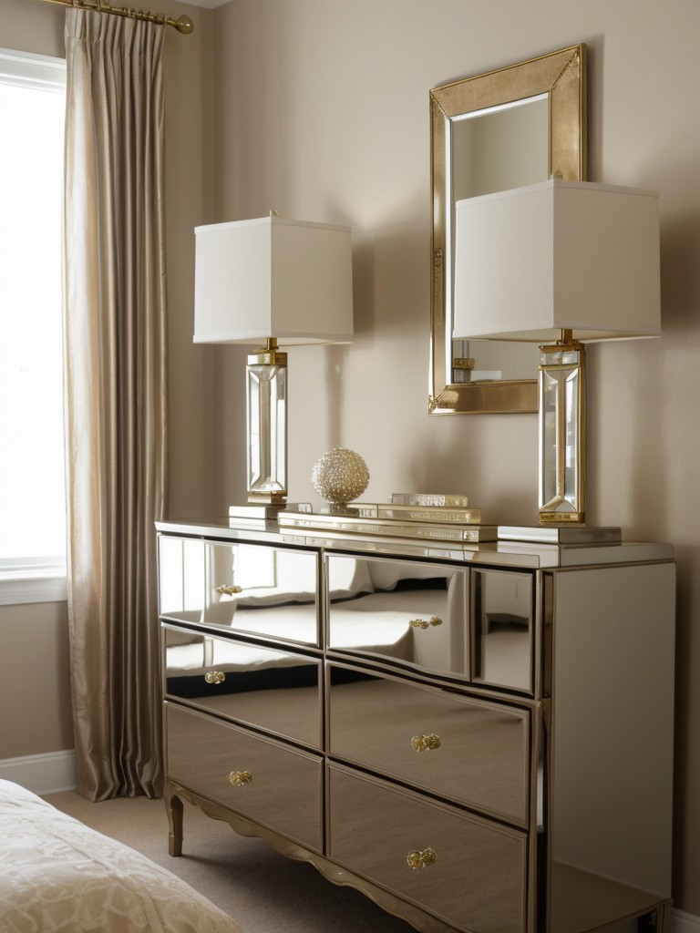 Glam up your beige bedroom with metallic accents!