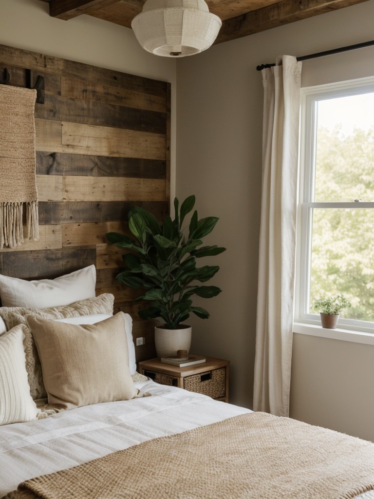 Cozy Beige Apartment Bedroom: Bring Nature Indoors for a Tranquil Retreat