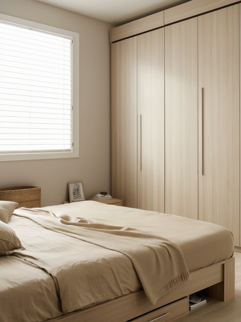 Zen-Inspired Beige Bedroom: Storage Solutions for Serenity