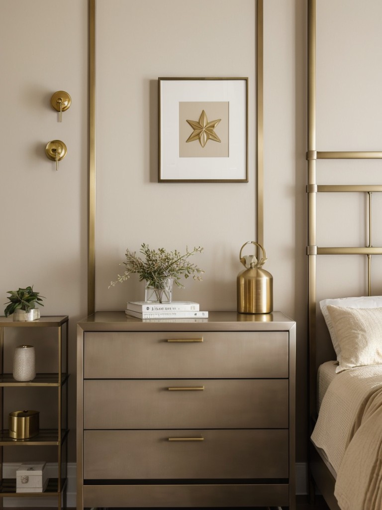 Zen-Like Beige Bedroom with Contemporary Metal Accents