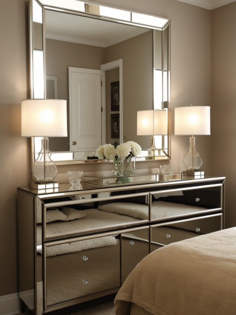 Glam up Your Beige Bedroom with Mirrored Accents