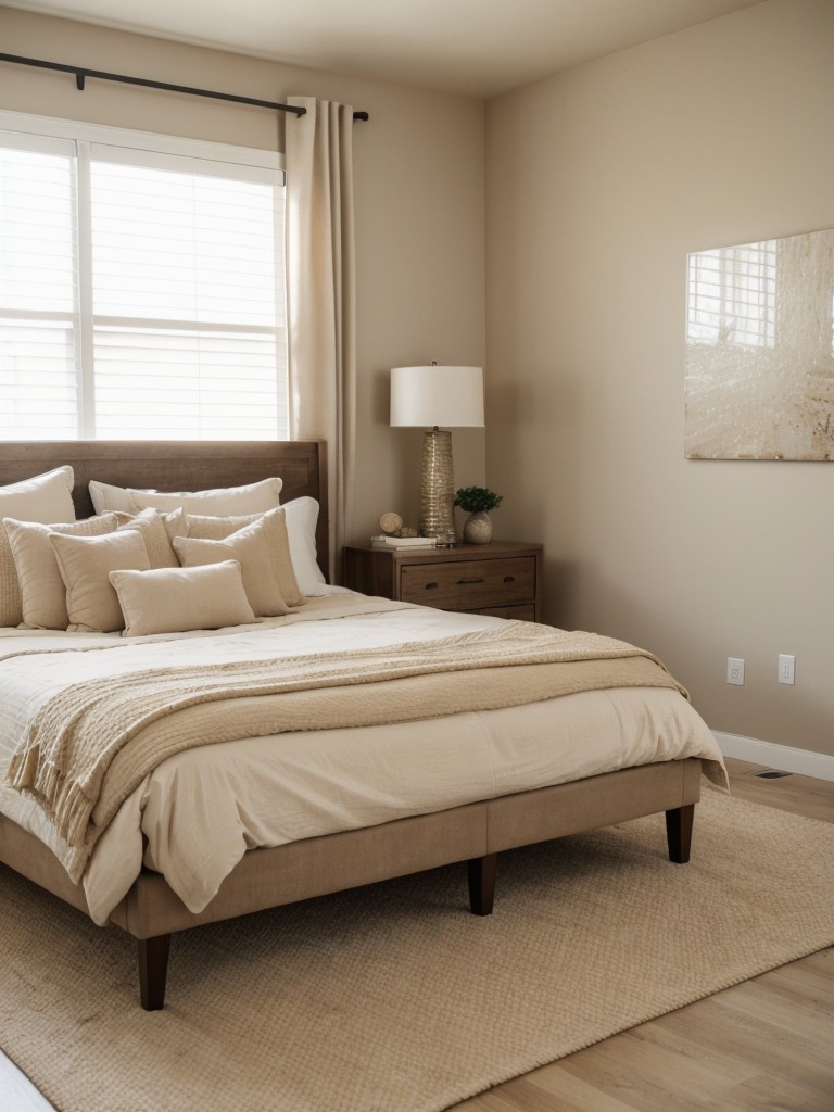 Cozy Beige Bedroom: Add Plush Floor Cushions for Extra Comfort!