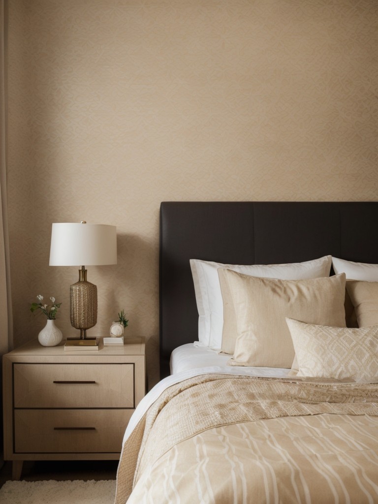 Cozy Neutrals: Transform Your Bedroom with Subtle Geometric Wallpaper.