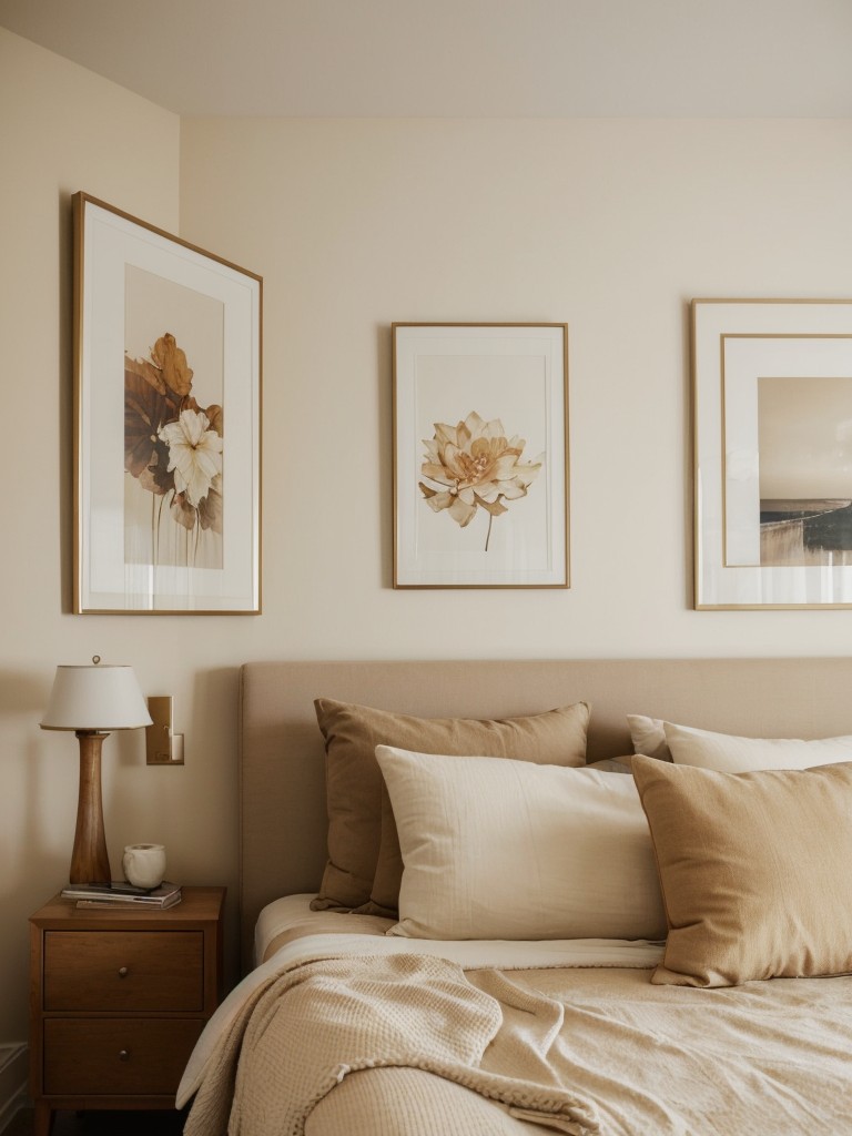 Cozy Beige Bedroom: Elevate Your Space with Statement Art