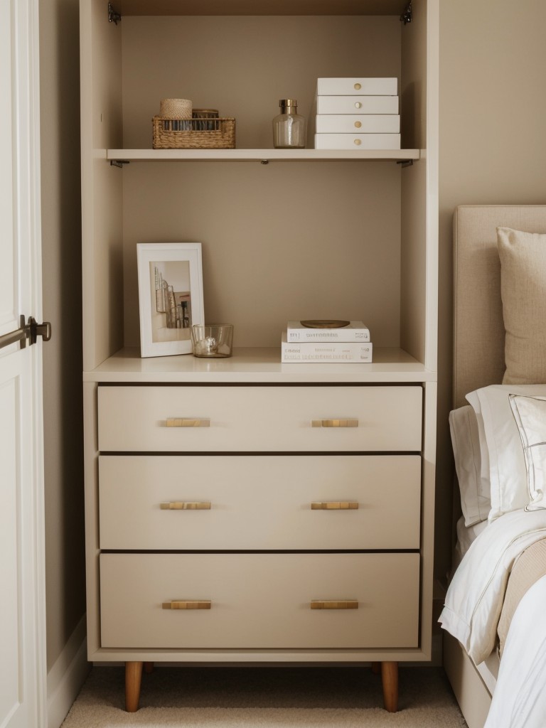 Chic Storage Solutions for a Stylish Apartment Bedroom.