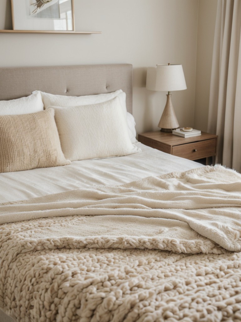 Cosy Chic: Beige Bedroom Inspo with Faux Fur and Knits!