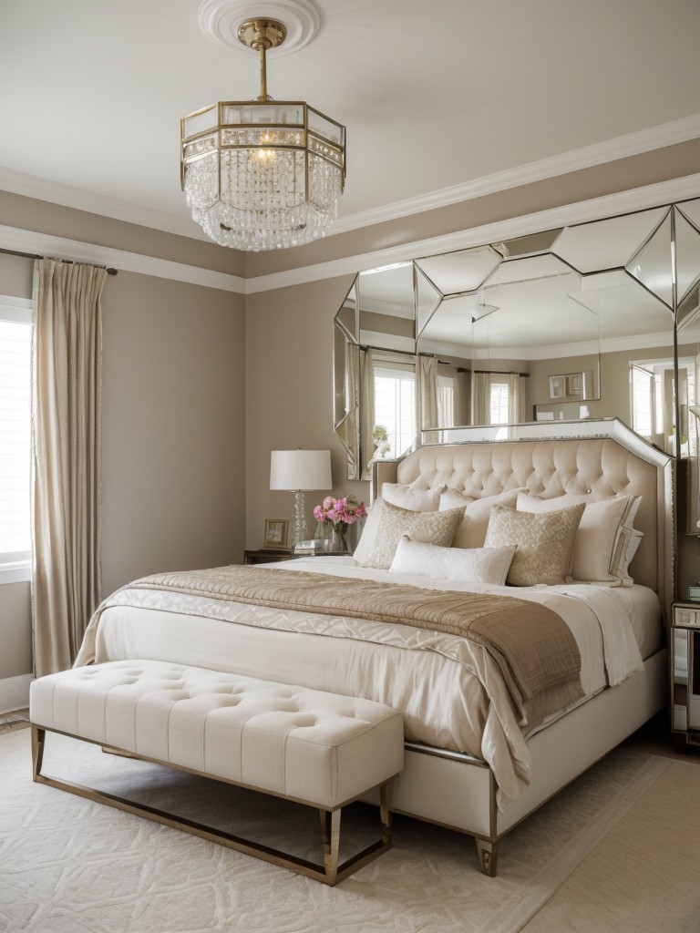 Vintage Glam: Art Deco-Inspired Beige Bedroom Decor