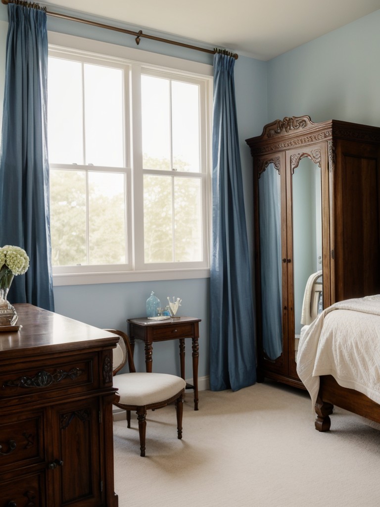 Antique furniture ideas for a dreamy blue bedroom