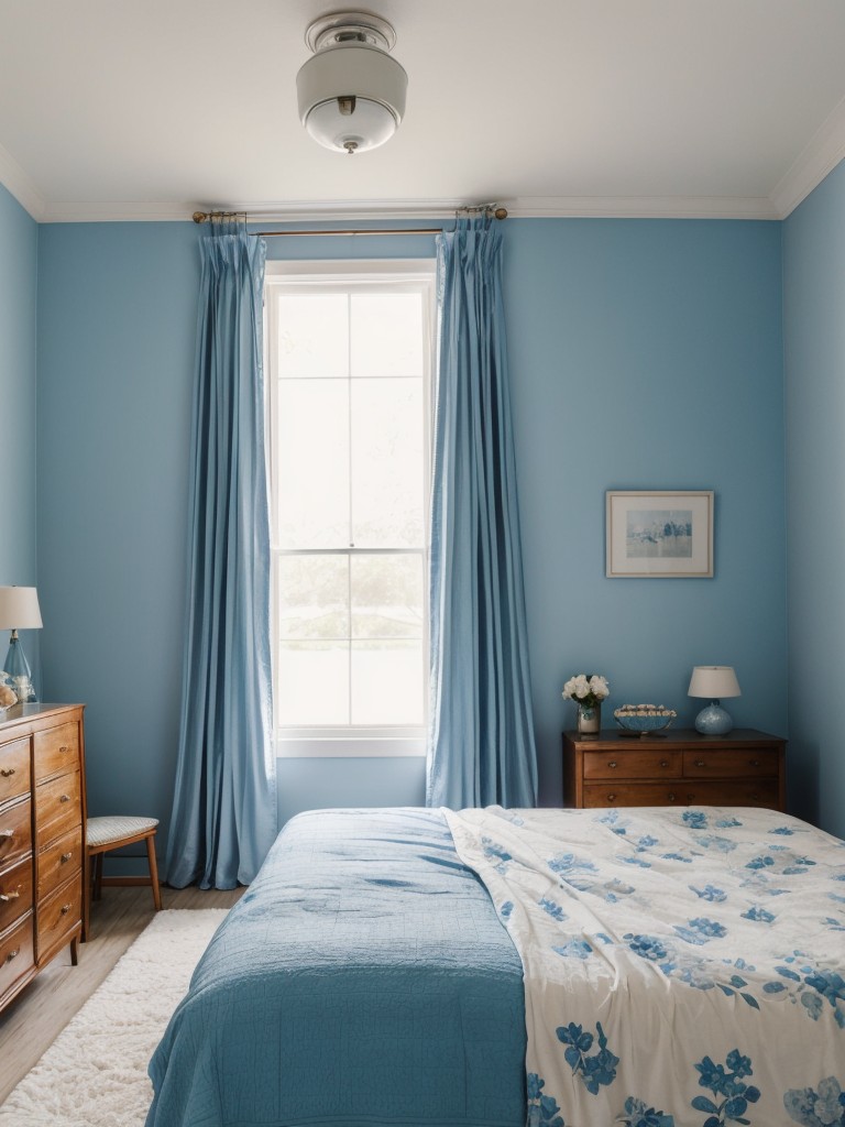 Discover Vintage Charm in a Serene Blue Bedroom!