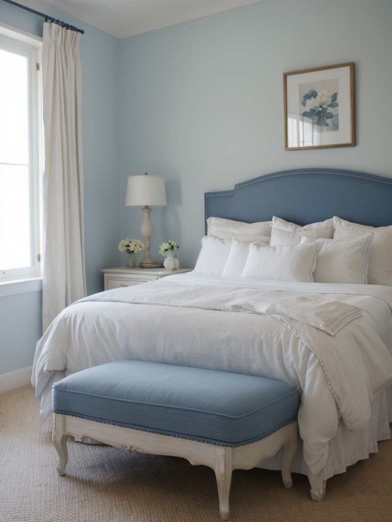 Create a Tranquil Haven with Blue Bedroom Design. Embrace French Country Charm!