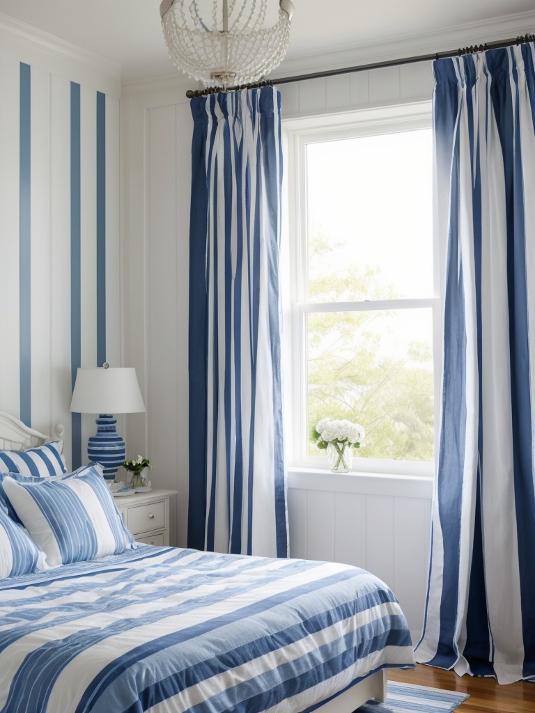 Coastal Vibes: Blue Bedroom Inspo with Timeless Stripes