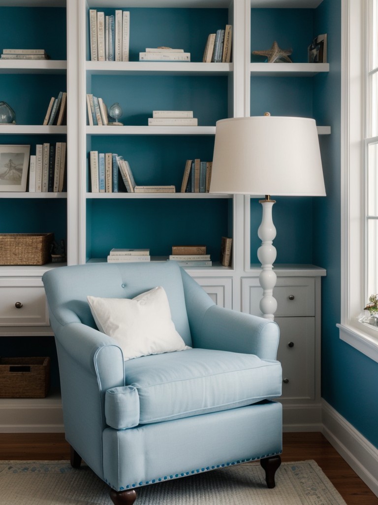 Create a cozy coastal retreat in your apartment with blue decor!