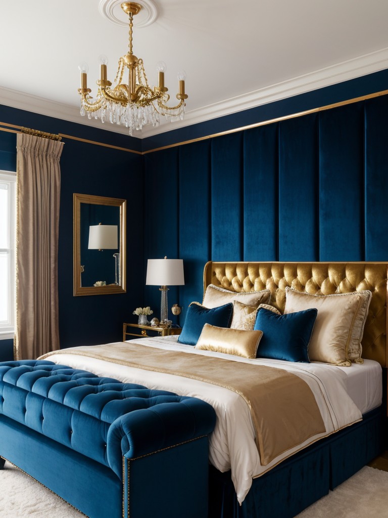 Luxe Blue Bedroom Decor: Elevate Your Apartment with Jewel-toned Accents