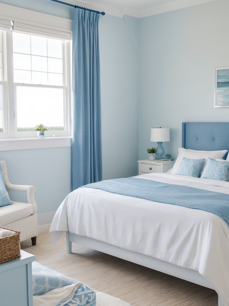 Coastal Vibes: Transform Your Apartment with Blissful Blue Bedroom Decor!