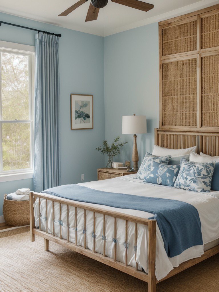 Serene Blue Bedroom with Botanical Touches - Nature-inspired Apartment