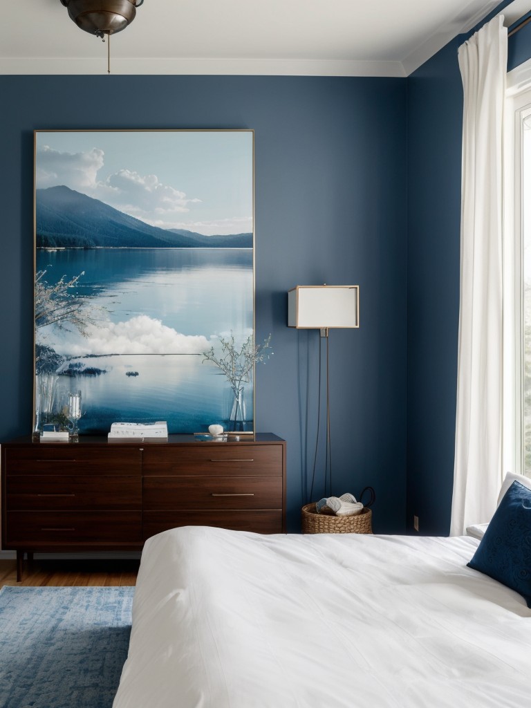 Transform Your Bedroom with Serene Blue Styling & Stunning Wall Art