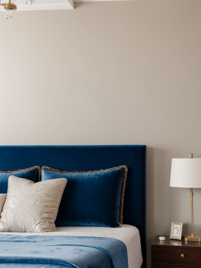 Luxurious Blue Bedroom Makeover: Elevate Your Space with a Velvet Headboard