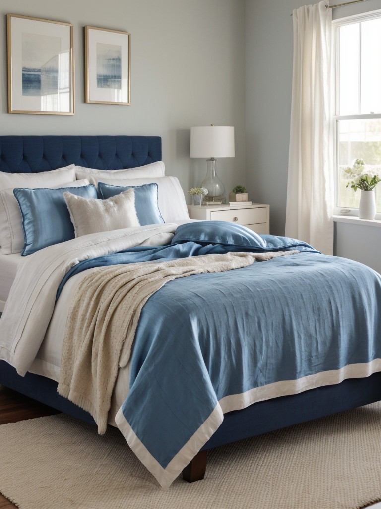 Stunning Blue Bedroom Makeover: Mix Textures for Ambiance!