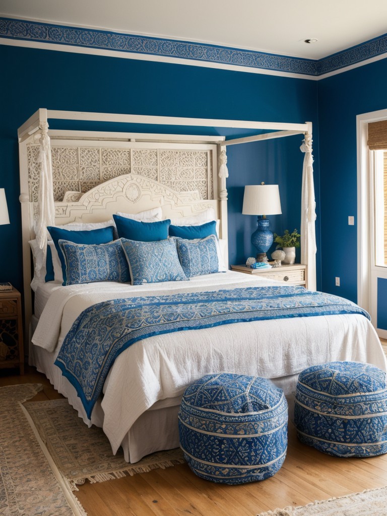 Global Oasis: Transform Your Bedroom with Blue Decor