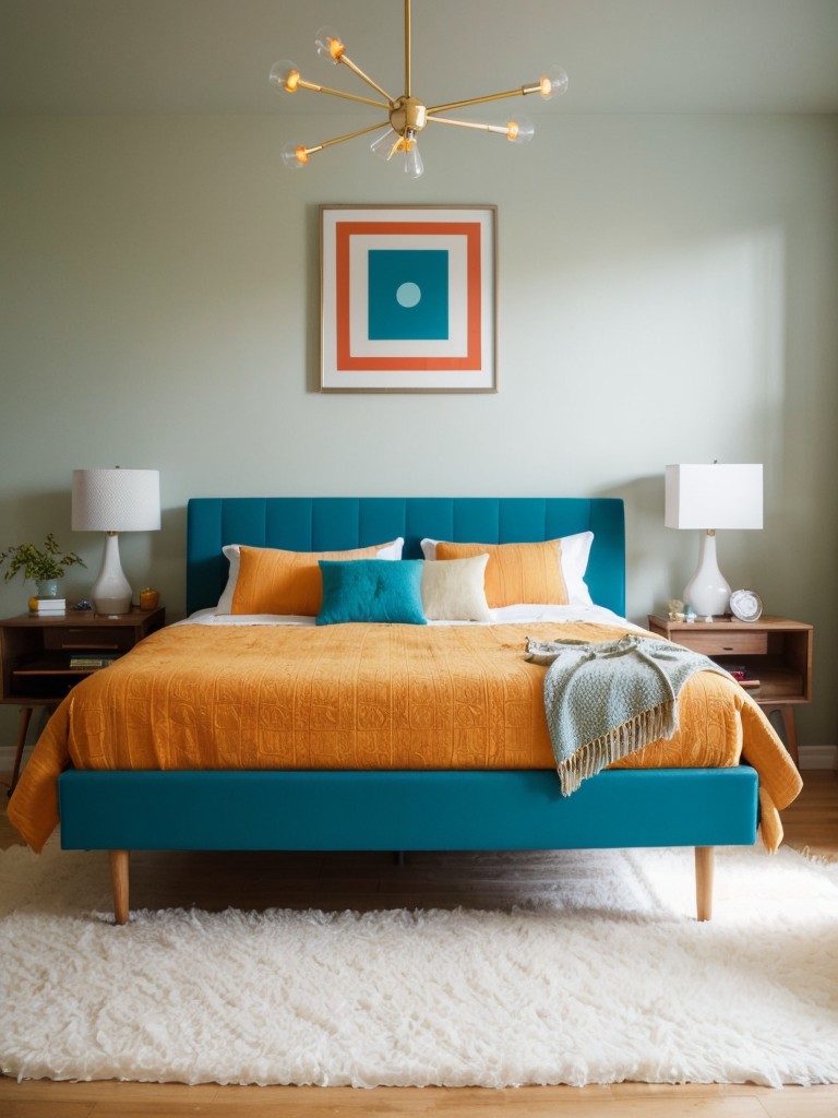 Retro-inspired Scandinavian bedroom: Get groovy with vibrant colors and playful 60s decor!